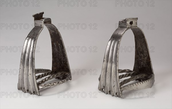 Pair of Stirrups, 16th century, German, Germany, Iron