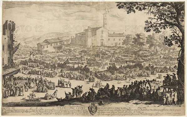 The Fair at Impruneta, 1622, Jacques Callot, French, 1592-1635, France, Etching on two sheets of ivory laid paper, 418 × 668 mm