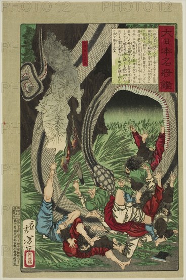 The Ghost of the Great General Tamichi (Daishogun Tamichi no rei), from the series A Mirror of Famous Japanese Generals (Dai Nihon meisho kagami), 1880, Tsukioka Yoshitoshi, Japanese, 1839-1892, Japan, Color woodblock print, oban, 35.5 x 23.4 cm (13 15/15 x 9 3/16 in.)