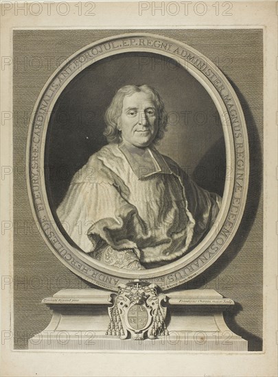 Portrait of Cardinal Fleury, 1726, François Chereau, the elder (French, 1680-1729), after Hyacinthe Rigaud (French, 1659-1743), France, Engraving on paper, 425 × 332 mm
