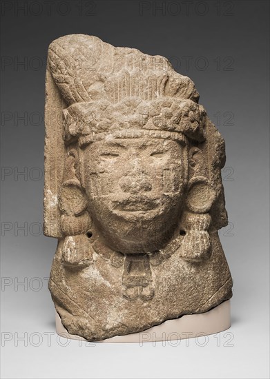 Head of Xilonen, the Goddess of Young Maize, 1400/1500, Aztec (Mexica), Tenochtitlan, Mexico, Tenochtitlan, Basalt, 32.4 × 20.3 × 12.1 cm (12 3/4 × 8 × 4 3/4 in.)