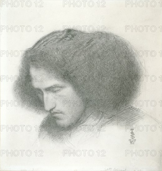 Self-Portrait, 1860, Simeon Solomon, English, 1840-1905, England, Graphite on off-white wove paper, 193 × 101 mm
