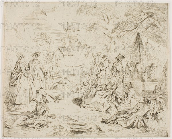 Troops Resting, 1720–25, Jean Baptiste Joseph Pater, French, 1695-1736, France, Etching on paper, 175 × 214 mm (image), 178 × 218 mm (sheet)
