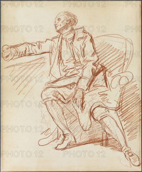 Seated Gentleman, c. 1769, Jean-Baptiste Greuze, French, 1725-1805, France, Red chalk on ivory laid paper, 392 × 325 mm