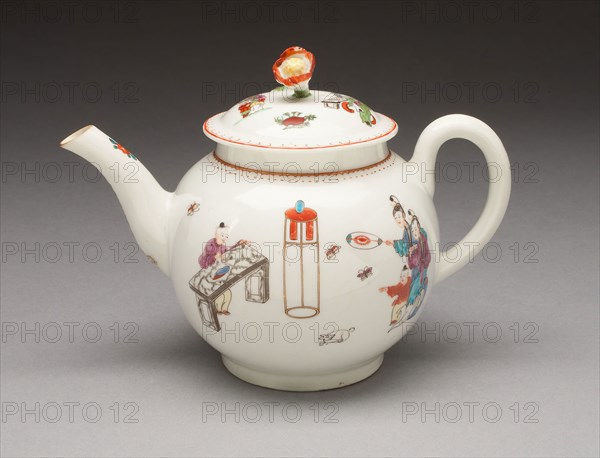Teapot, c. 1760, Worcester Porcelain Factory, Worcester, England, founded 1751, Worcester, Soft-paste porcelain with polychrome enamels, H. 14 cm (4 1/4 in.)