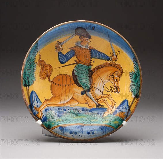 Plate, c. 1620, Italy, Montelupo, Montelupo Fiorentino, Tin-glazed earthenware, Diam. 32.5 cm (12 13/16 in.)