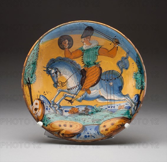 Plate, c. 1620, Italy, Montelupo, Montelupo Fiorentino, Tin-glazed earthenware, Diam. 32.5 cm (12 13/16 in.)