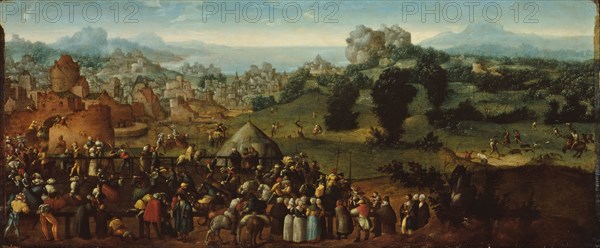 Landscape with Tournament and Hunters, 1519/20, Jan van Scorel, Netherlandish, 1495-1562, Netherlands, Oil on panel, 57.8 × 138.5 cm (22 3/4 × 54 9/16 in.)