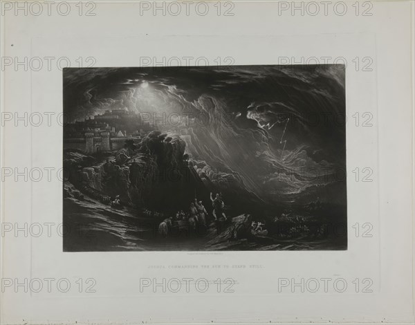 Joshua Commanding the Sun to Stand Still, from Illustrations of the Bible, 1835, John Martin, English, 1789-1854, England, Mezzotint in black on ivory wove paper, 190 × 290 mm (image), 268 × 357 mm (plate), 329 × 416 mm (sheet)