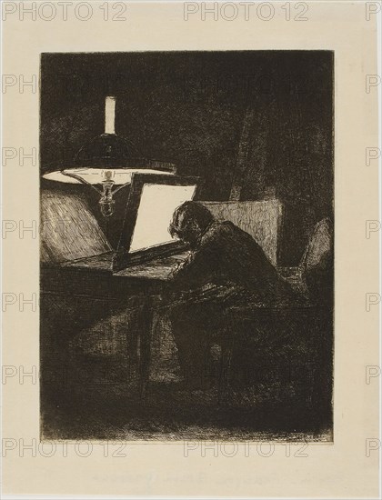 François Bonvin Etching, 1861, François Bonvin, French, 1817-1887, France, Etching with drypoint on cream laid paper, 219 × 164 mm (plate), 275 × 210 mm (sheet)