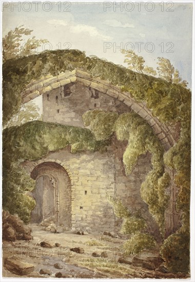 Interior of Conway Castle, 1845, Elizabeth Murray, English, c. 1815-1882, England, Watercolor over traces of graphite on cream wove paper, 260 mm × 179 mm