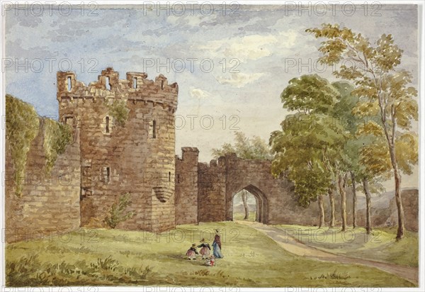 Gateway, Beauman’s Castle, 1845, Elizabeth Murray, English, c. 1815-1882, England, Watercolor over traces of graphite on cream wove paper, 171 mm × 250 mm