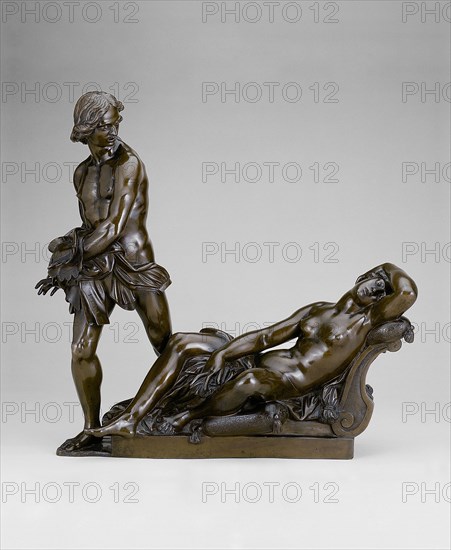 Bireno and Olimpia, 1640/50, Ferdinando Tacca, Italian, 1619—1686, Italy, Bronze, traces of red-gold lacquer, 37.9 × 39.9 cm (14 7/8 × 15 11/16 in.)