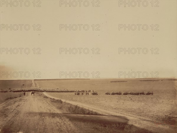 Maneuvers, Camp de Châlons, 1857, Gustave Le Gray, French, 1820–1884, France, Albumen print, from the album "Souvenirs du Camp de Châlons