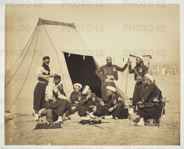 Untitled (Zouaves), 1857, Gustave Le Gray, French, 1820–1884, France, Albumen print, from the album "Souvenirs du Camp de Châlons