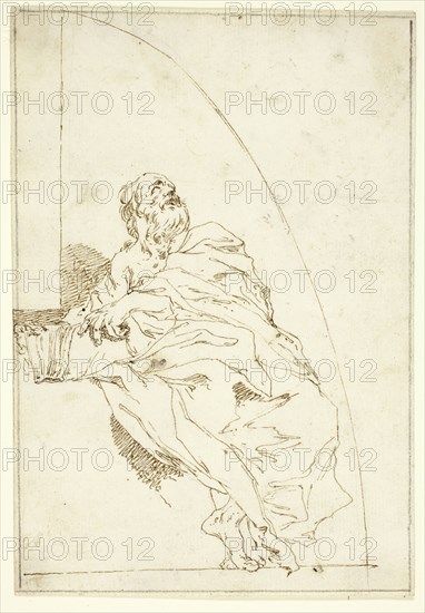 Prophet, n.d., Paul Troger, Austrian, 1698-1762, Austria, Pen and brown ink on ivory laid paper, 182 × 126 mm
