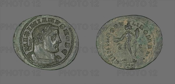 Coin Portraying Emperor Galerius, AD 305/311, Roman, minted in Trier, Trier, Bronze, Diam. 3.2 cm, 8.18 g