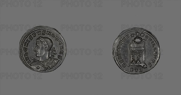 Coin Portraying Emperor Crispus, AD 321, Roman, minted in Trier, Trier, Bronze, Diam. 2.1 cm, 4.48 g