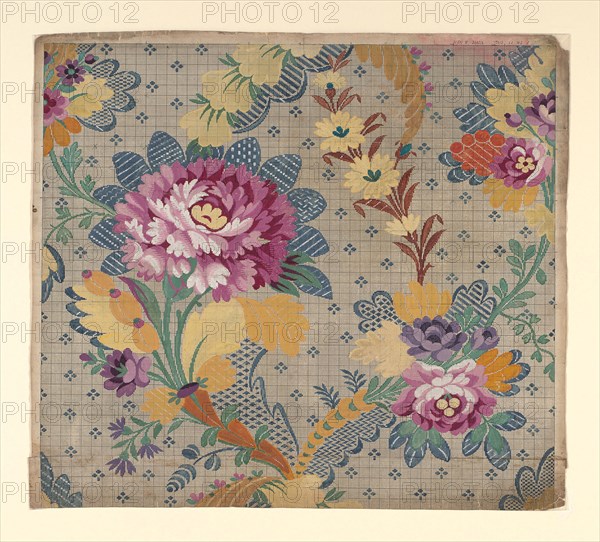 Mise-en-carte (Point-paper), 1785, Designed by Germain Frères, France, Lyon, France, Ink and gouache on hand drawn graph paper, 55.3 × 49.25 cm (21 3/4 × 19 3/8 in.)
