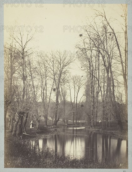 Etang et Fermiere (Pool and Farmer’s Wife), c. 1865, Constant Famin, French, active 1863–1874, France, Albumen print, 25.6 × 19.3 cm (image/paper), 42.1 × 31.2 cm (mount)