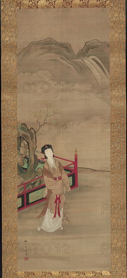 Yang Guifei, 1789-92, Katsukawa Shunsho ?? ??, Japanese, 1726-1792, Japan, Hanging scroll, ink and colors on silk, 103.2 x 36.4 cm