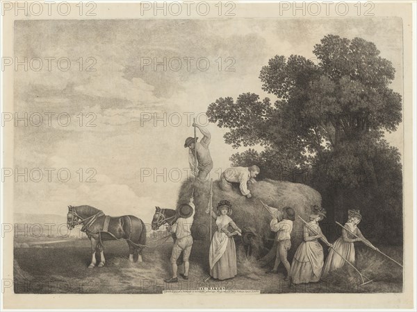 Hay-Makers, 1791, George Stubbs, English, 1724-1806, England, Stipple engraving, with roulette, on ivory laid paper, 484 × 685 mm (image/plate), 537 × 713 mm (sheet)