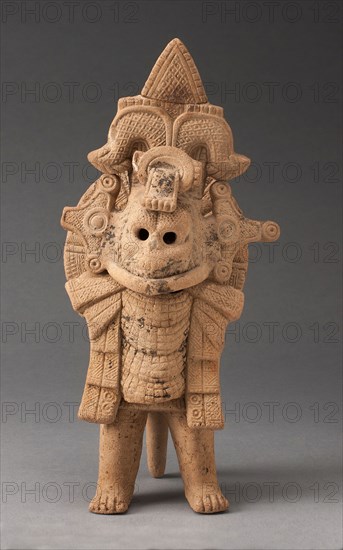 Figure of a Standing Warrior, A.D. 600/900, Nopiloa, South-central Veracruz, Mexico, Veracruz state, Ceramic and pigment, H. 17.8 cm (7 in.)