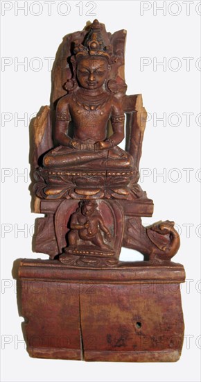 Fragment Depicting a Tathagata, 12th century, Western Tibet, Western Tibet, Wood, 15.4 x 7.7 x 2.2 cm