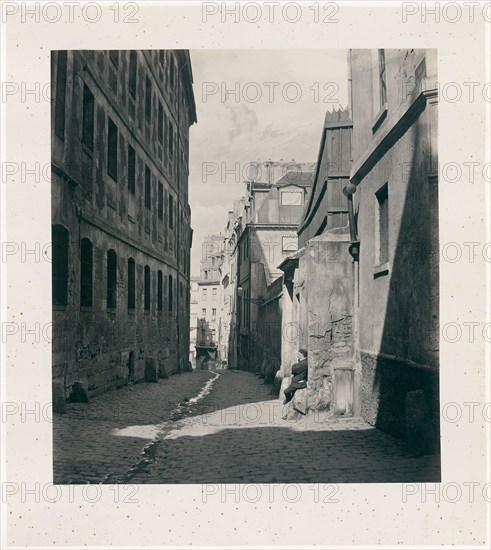 Rue Chartière (impasse Chartière) de la rue de Reims, 1865/69, Charles Marville, French, 1813–1879, France, Albumen print, 30.3 × 27.1 cm (image/paper), 37.7 × 33.5 cm (first mount), 60 × 42.8 cm (second mount)