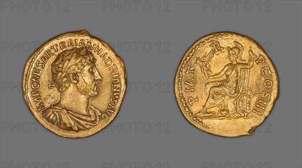 Aureus (Coin) Portraying Emperor Hadrian, 120/23, issued by Hadrian, Roman, minted in Rome, Roman Empire, Gold, Diam. 1.9 cm, 7.34 g