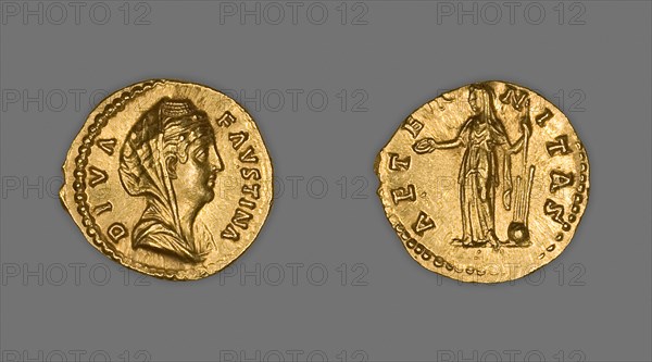 Aureus (Coin) Portraying Empress Faustina the Elder, AD 141/61, issued by Antoninus Pius, Roman, minted in Rome, Roman Empire, Gold, Diam. 2 cm, 7.26 g