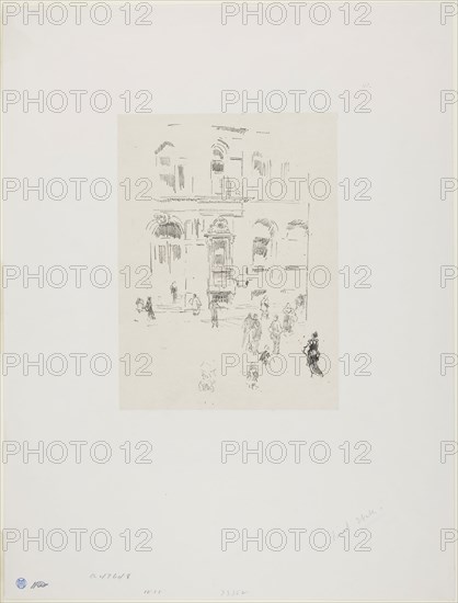Victoria Club, 1879, published 1887, James McNeill Whistler, American, 1834-1903, United States, Transfer lithograph in black with scraping, on cream chine laid down on off-white plate paper, 198 x 134 mm (image), 210 x 156 mm (primary support), 420 x 320 mm (secondary support)