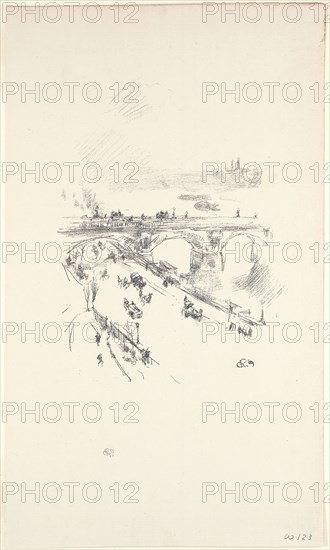 Waterloo Bridge, 1896, James McNeill Whistler, American, 1834-1903, United States, Transfer lithograph in black on cream laid paper, 172 x 127 mm (image), 302 x 178 mm (sheet)