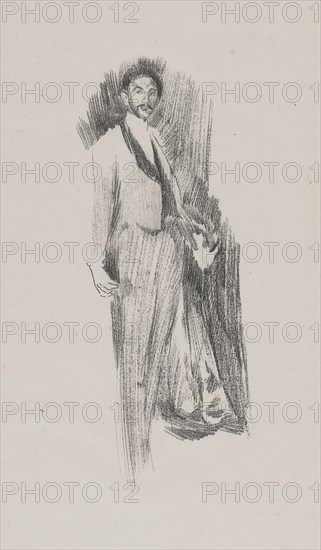 Count Robert de Montesquiou, 1894, Beatrix Godwin Whistler, English, 1857-1896, Paris, Lithograph on greyish-ivory china paper, 195 x 75 mm (image, cat. wrksht.), 360 x 265 mm (sheet)