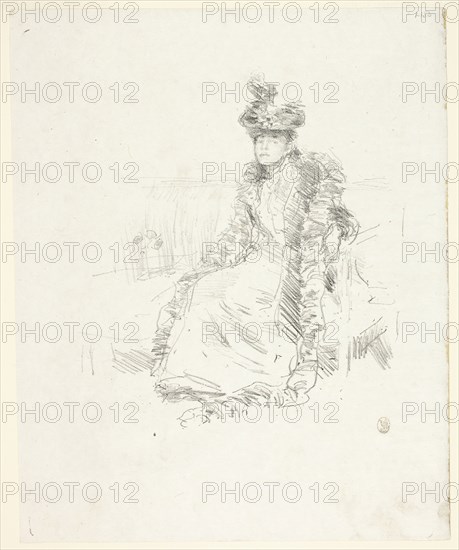 A Lady Seated, 1893, James McNeill Whistler, American, 1834-1903, United States, Lithograph, in black ink, with scraping and touches of brush and tusche, on grayish ivory China paper, 190 x 170 mm (image), 278 x 227 mm (sheet)