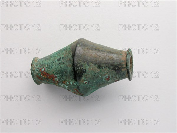 Biconical Bead, Geometric Period (800–600 BC), Greek, Thessaly, Greece, Bronze, 2.8 × 5.5 × 2.8 cm (1 1/8 × 2 1/8 × 1 1/8 in.)