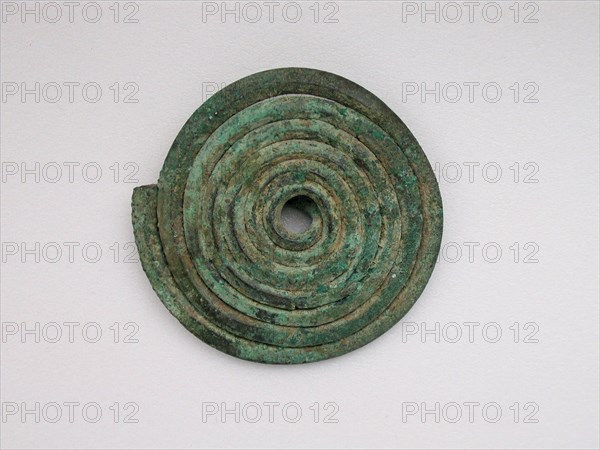 Spiral Fibula, Geometric Period (800–700 BC), Greek, Thessaly, Thessaly, Bronze, 4.7 × 4.9 × 0.5 cm (1 7/8 × 1 7/8 × 3/16 in.)