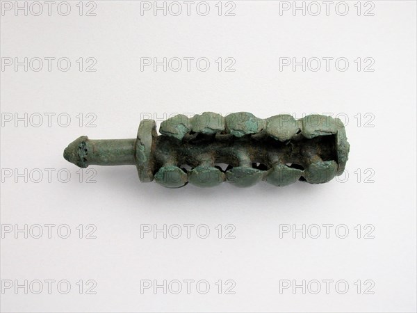 Finial, Geometric Period (800–600 BC), Greek, Thessaly, Thessaly, Bronze, 6.4 × 1.8 × 1.9 cm (2 1/2 × 3/4 × 3/4 in.)