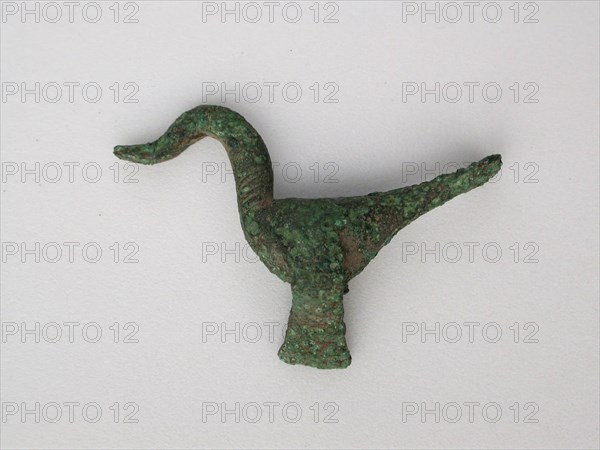 Bird with Flat Legs, Geometric Period (800–600 BC), Greek, Thessaly, Greece, Bronze, 3.7 × 5.3 × 1.4 cm (1 1/2 × 2 1/8 × 9/16 in.)