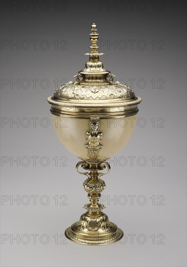 Ostrich Cup, 1590, John Spilman (English, born Bavaria, died 1626), England, London, London, Silver gilt and ostrich egg, Cup: 21.3 x 13.5 cm (8 3/8 x 5 5/16 in.)