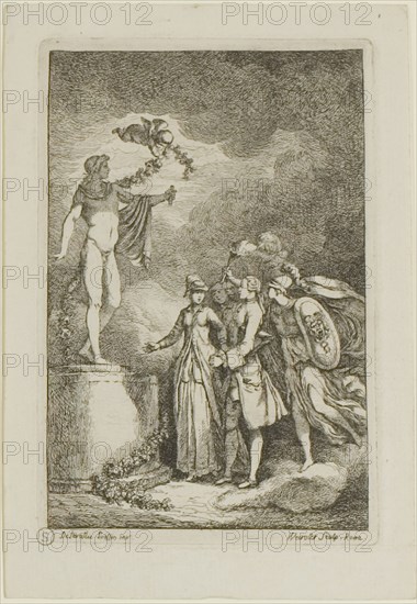 Plate from, Nella Venuta, 1764, Franz Edmund Weirotter (Austrian, 1730–1771), after Etienne de Lavallée-Poussin (French, 1735–1802), France, Etching in black on ivory laid paper, 131 × 87 mm (image), 138 × 93 mm (plate), 163 × 112 mm (sheet)