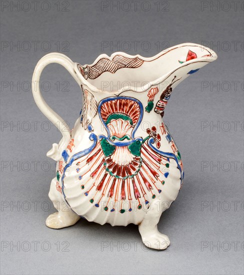 Creamer, c. 1760, Staffordshire, England, Staffordshire, Salt-glazed stoneware, polychrome enamels, 9.5 x 8.9 x 7.6 cm (3 3/4 x 3 1/2 x 3 in.)