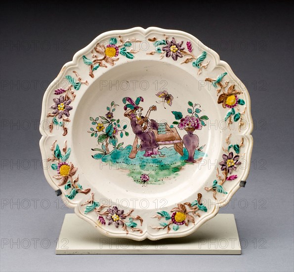 Soup Bowl, c. 1760, Staffordshire, England, Staffordshire, Salt-glazed stoneware, polychrome enamels, H. 4.5 cm (1 3/4 in.), diam. 24.1 cm (9 1/2 in.)