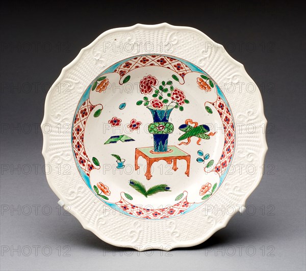 Plate, 1760/69, Staffordshire, England, Staffordshire, Salt-glazed stoneware, polychrome enamels, H. 3.5 cm (1 1/4 in.), diam. 24.1 cm (9 1/2 in.)