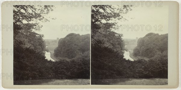 Untitled (Fountains Abbey Surprise View), 1860s, Fountains Abbey, Albumen print, stereo, 8 × 7.7 cm (each image), 8.8 × 17.8 cm (card)