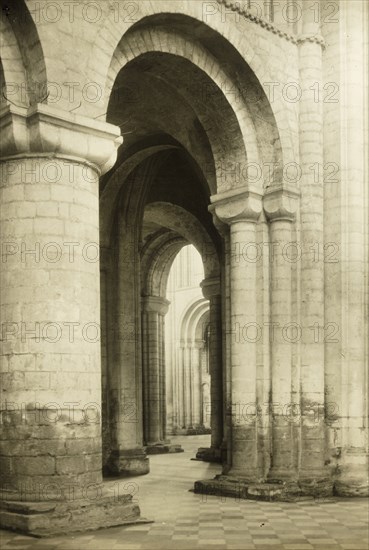 Ely Cathedral: North Transept into North Aisle, c. 1891, Frederick H. Evans, English, 1853–1943, England, Lantern slide, 8.2 × 8.2 cm