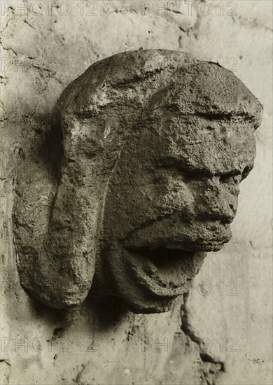 Ely Cathedral: Head in South Nave Triforium, c. 1891, Frederick H. Evans, English, 1853–1943, England, Lantern slide, 8.2 × 8.2 cm