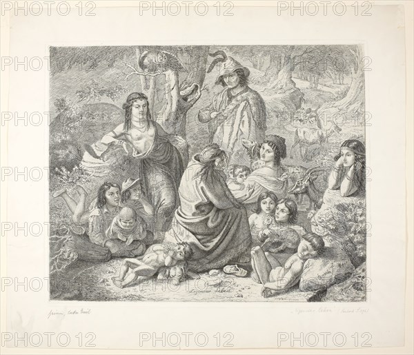 Gypsy Life, 1840, Ludwig Emil Grimm, German, 1790-1863, Germany, Etching on paper, 249 x 308 mm (image), 259 x 318 mm (plate), 335 x 387 mm (sheet)