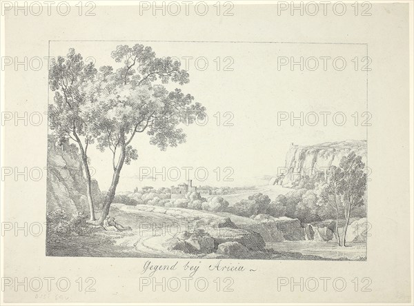 Region of Aricia, 1806, Simon Petrus Klotz, German, 1776-1824, Germany, Lithograph on greenish wove paper, 225 x 331 mm (image), 310 x 419 mm (sheet)
