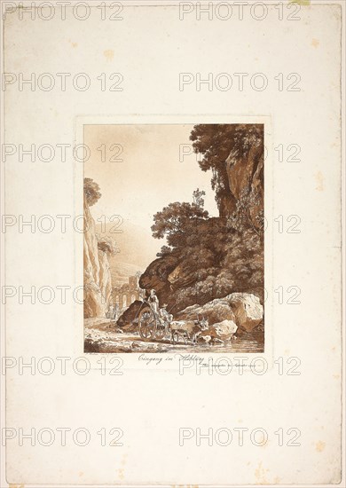Entrance to the Narrow Pass, 1794, Jacob Wilhelm Mechau, German, 1745-1808, Germany, Etching and aquatint in sanguine on ivory wove paper, 250 x 193 mm (plate), 470 x 331 mm (sheet)